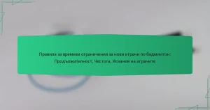Правила за времеви ограничения за нови играчи по бадминтон: Продължителност, Честота, Искания на играчите