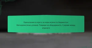 Прекъсвания в играта за нови играчи по бадминтон: Метеорологични условия, Повреди на оборудването, Спорове между играчите