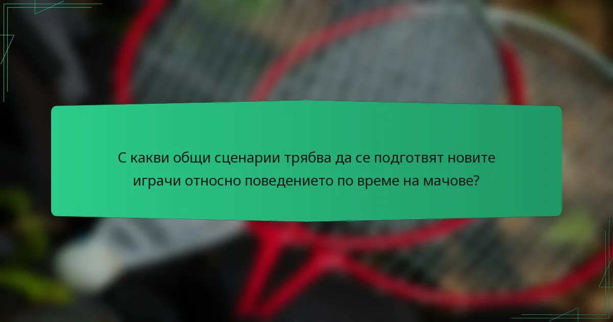 С какви общи сценарии трябва да се подготвят новите играчи относно поведението по време на мачове?